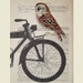 Owl on black bicycle - Mixed Media - Digital Illustration Print - Art Poster - Acrylic Painting - Drawing Illustration - Gift