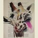 Funny giraffe- Original Illustration-Art Print-Art Poster- Hand Painting Mixed Media- French 1920 Vintage Paper