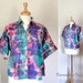 Crop Top / Vintage 80's 90's Cotton Shirt / TRUE COLORS / Faded Rainbow Flowers / Unisex Hawaiian Beach California Surf