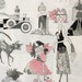 One Yard Ghastlie Family Reunion in Natural, by Alexander Henry, 100% Cotton Fabric