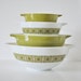 Pyrex Mixing Bowls - Verde Square Flower Bowls