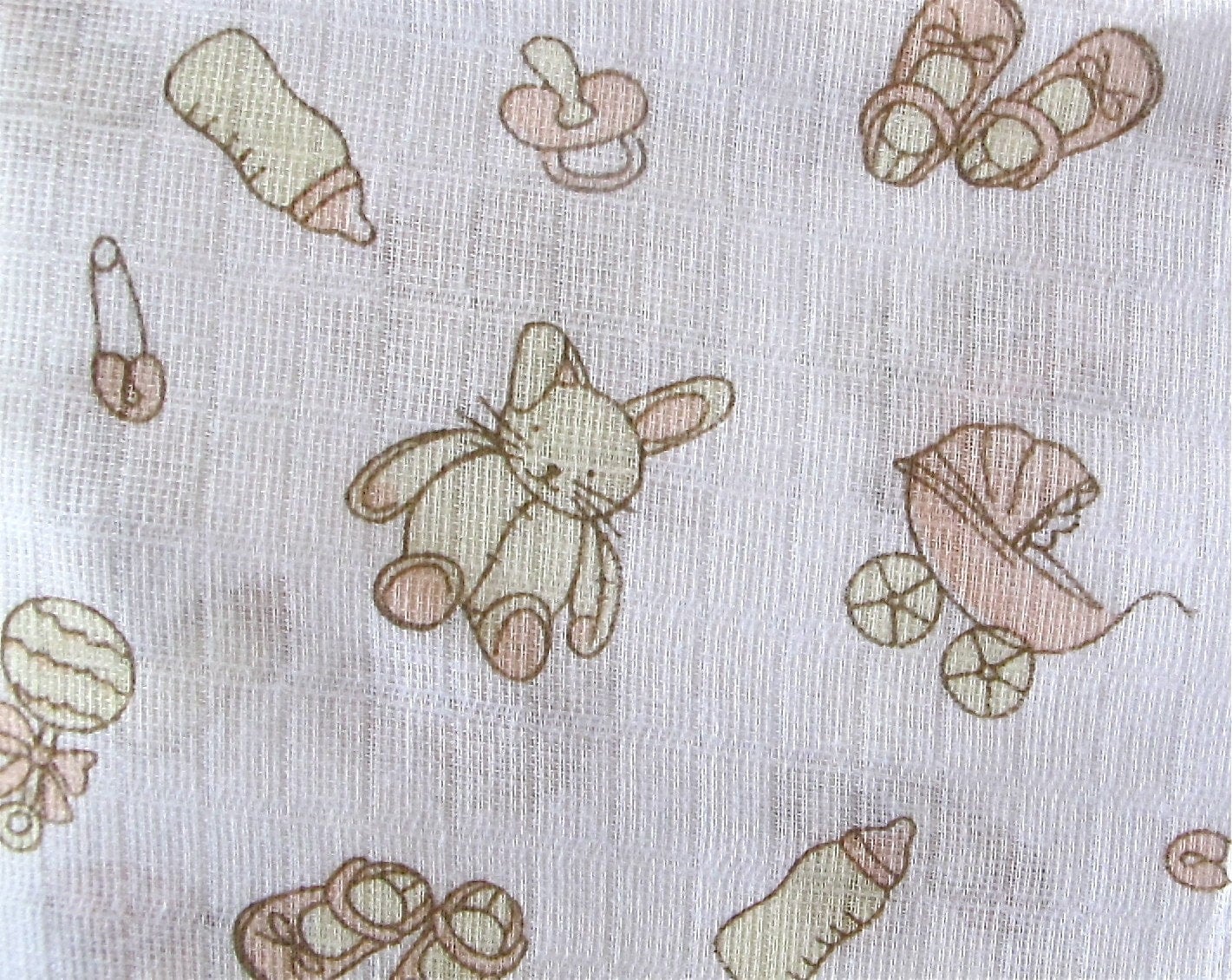COTTON MUSLIN fabric in baby bunny print design 1 yard