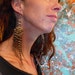 SUPER SALE-Grizzly Rooster Feather Earrings- Ivory with Black- 9 inches or 22.86 cm Long- Ready To Ship