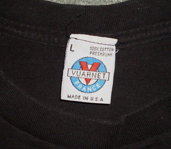 vintage Vuarnet France T Shirt Black 80s 90s NEON Retro USA