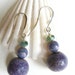 Purple Sponge Coral Earrings Lavender Czech Glass- One of a Kind Purple, silver plated elongated french ear wire