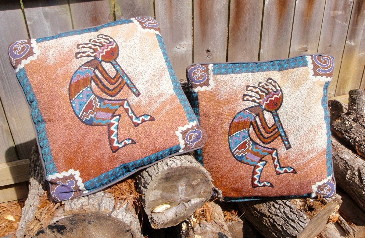Southwestern Native American Couch Pillows Hopi Indian Flute
