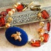 Bracelet Vintage Blue Velvet Amber & Gold - Queen Bee of the French Festival
