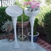 Vintage Shabby Chic Florist Tall White Wicker Basket Fan Wedding Flower Stand - Pick up only.