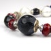 Autumn Fall Black Red Sterling Silver and Gemstone Bracelet: A Day on the Orient Express