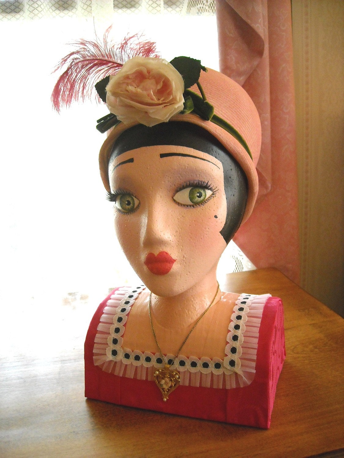 Decorative Lady Mannequin Head Hand Painted Styrofoam