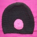 crochet baby hat (fun colors bright pink flower black)