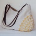 Hand Embroidered Tatted Lace Doily Linen Purse with Leather Handles in Yellow