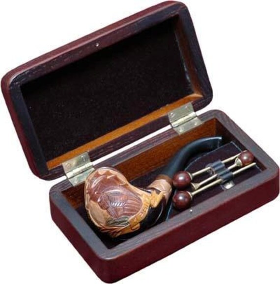 Hand Carved Smoking Pipe in Gift Box. Wood by forpipesmokers