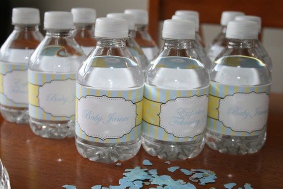 Baby Shower Water Bottle Wrappers- any color- digital file- you print Il_570xn
