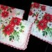4 Vintage Christmas Hankies Hanky Poinsettia