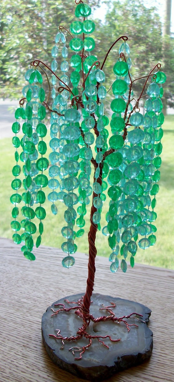 Green Crystal Gem Tree Sculpture