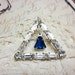 Vintage Rhinestone Brooch Clear Baguettes Sapphire Glass Dangle Silver 1950s Jewelry