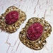 Art Deco Brooch Art Deco Buckle Pair Gold Carved Celluloid Flowers LARGE Vintage 1930s Jewelry