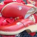 Vintage Ladies Skane Tofflen Hand painted Wooden Clogs Swedish Clogs Genuine Red Leather Mint Condition