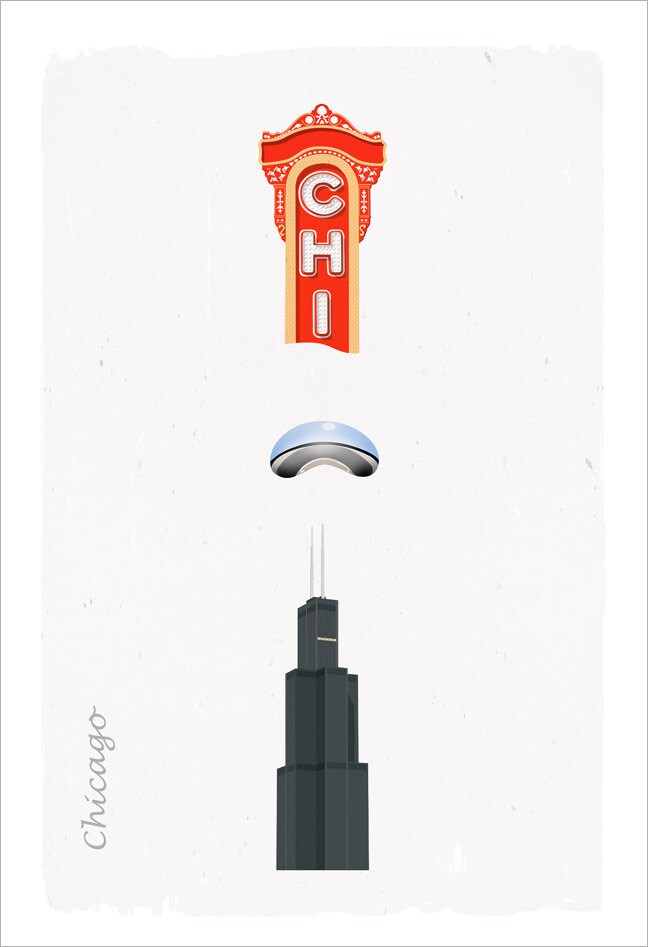 Chicago Icons 13x19 print Chicago Theater by delovelyArts