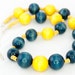 Wooden Chunky Necklace Yellow and Blue / Wooden Beads Necklace
