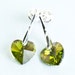 Crystal Heart Earrings / Olive Green Swarovski Heart Valentine Gift For Her