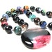 Necklace of Multi Color Onyx Gemstone Beads with Druzy Pendant