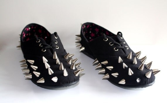 black spiked flats