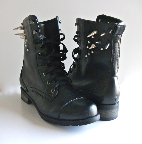 synthetic leather combat boots