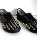 Spiked Faux Leather Plimsolls - Black