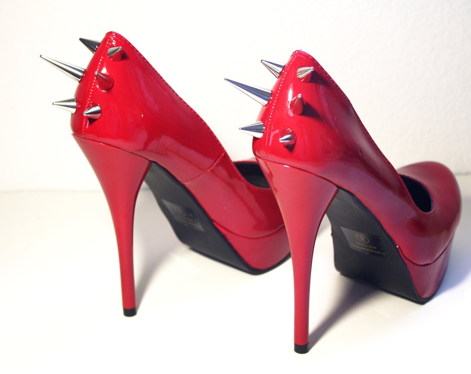 Spiked Patent Leather Pumps Lipstick Red by VileBroccoliFur