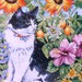 Amanda Gregory FELINE in the FLOWERs - British Counted Cross Stitch Pattern Chart - Great Britain