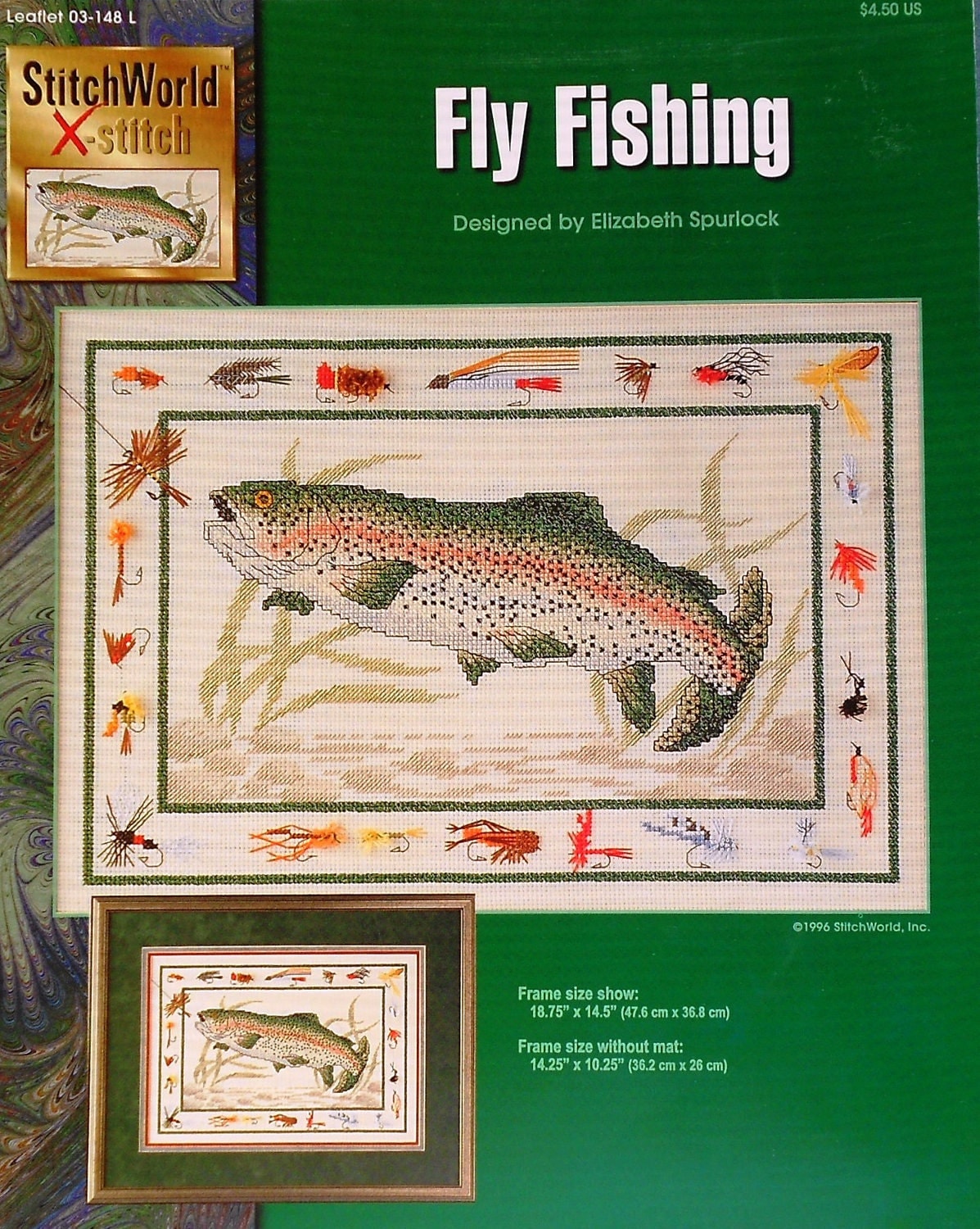 StitchWorld X-Stitch FLY FISHING Fish Trout Counted Cross