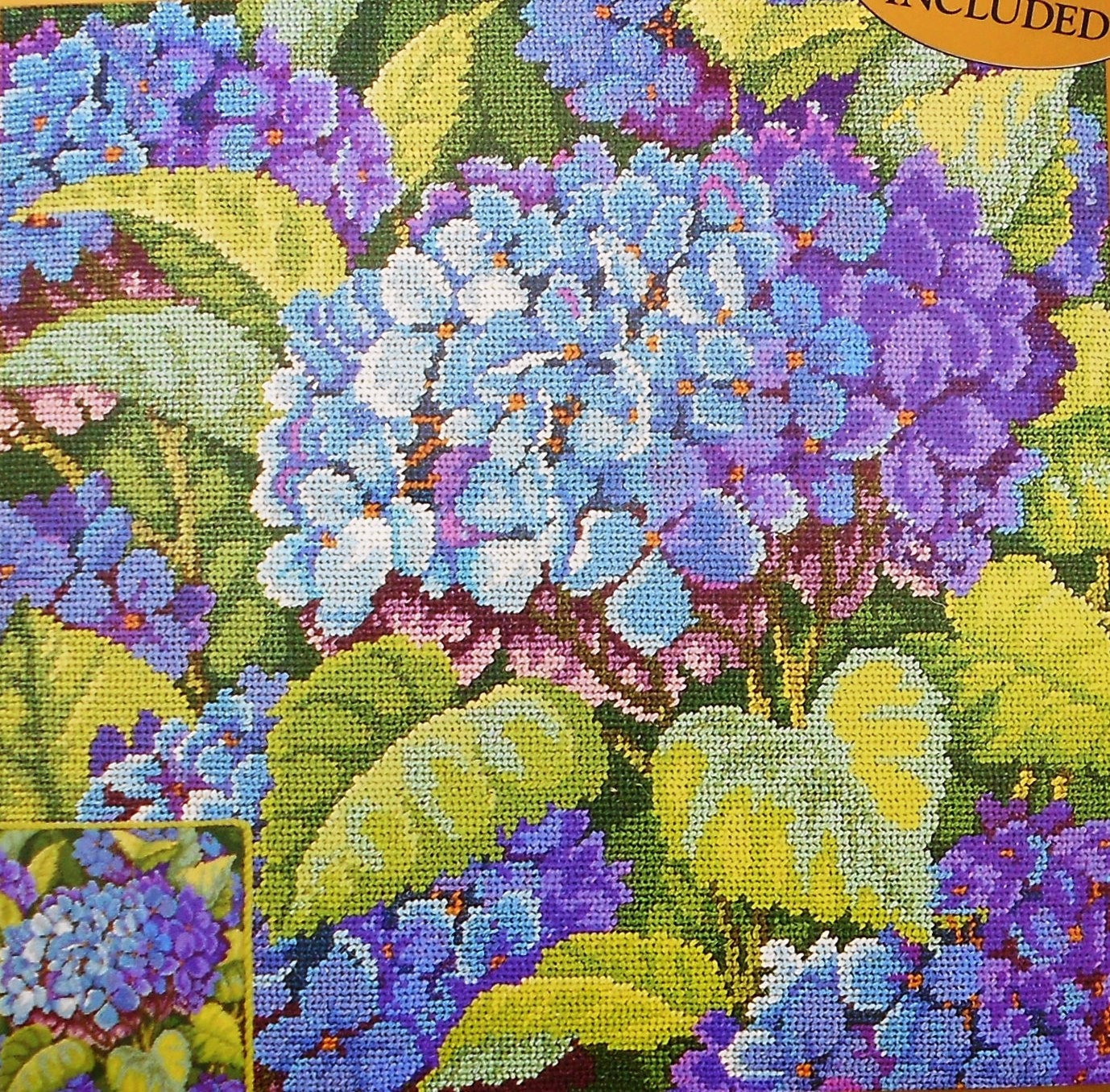 Bucilla Needlepoint BLUE HYDRANGEA Tapestry Picture Pattern