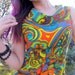 1960s Dress Psychedelic GoGo Jumper Mod Romper lime hot pink Aqua Op Art Retro Babydoll Fractals ( S, M)