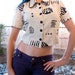 Vtg 70s Tribal Native Blouse Top 1970s Geometry Shirt Memorare Beige Chic Eco Vegan Gypsy Mystic Rustic Fish Spiral Gaia (S, M, L)