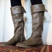 Vtg 80s BOOTS Casual w/ Side Zipper, Fold Over Top, Slouch, Vintage Vinyl, US size 8 or 8 1/2