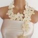 angora hand crocheted floral scarf lariat 230 cm necklace ivory cream wedding bridal