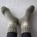 Hand Knitted Socks Knitted Men's socks Knittes Women's Socks from grey 100% wool yarn With white ornament Wool Socks Ready to ship.