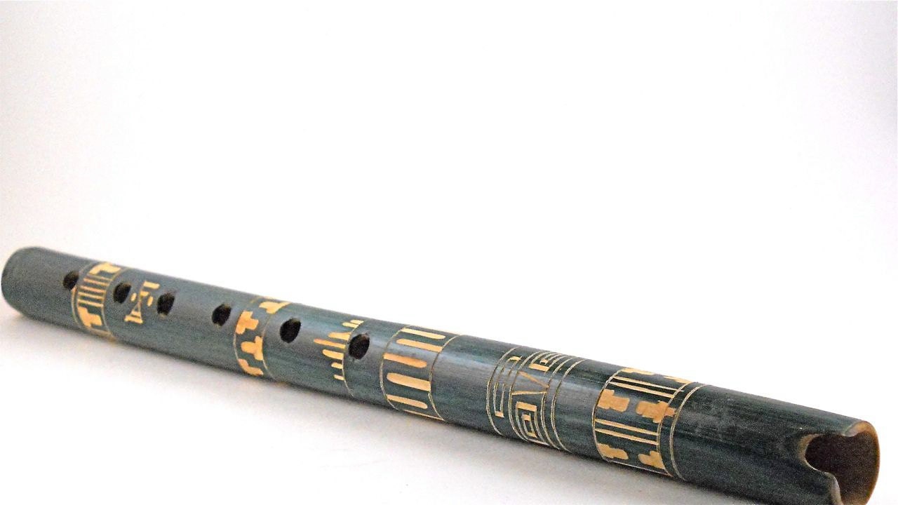 Vintage Wood Flute in dark Green
