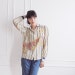 70s Serge Nancel Silk Blouse / Striped Floral Graphic Print
