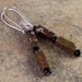 Beaded Gemstone Earrings, Tiger Jasper, Glass, Seed Beads, Brown, Black, Dangle, Nickle Free