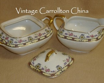 Creamer & Sugar Carrollton China Porcelain Vintage