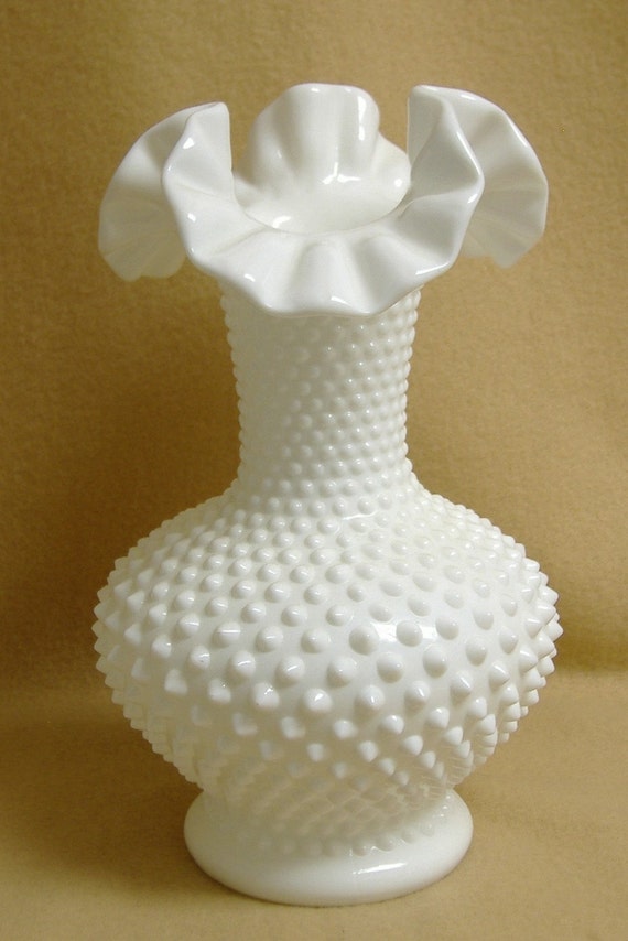 Fenton White Hobnail Big Vase