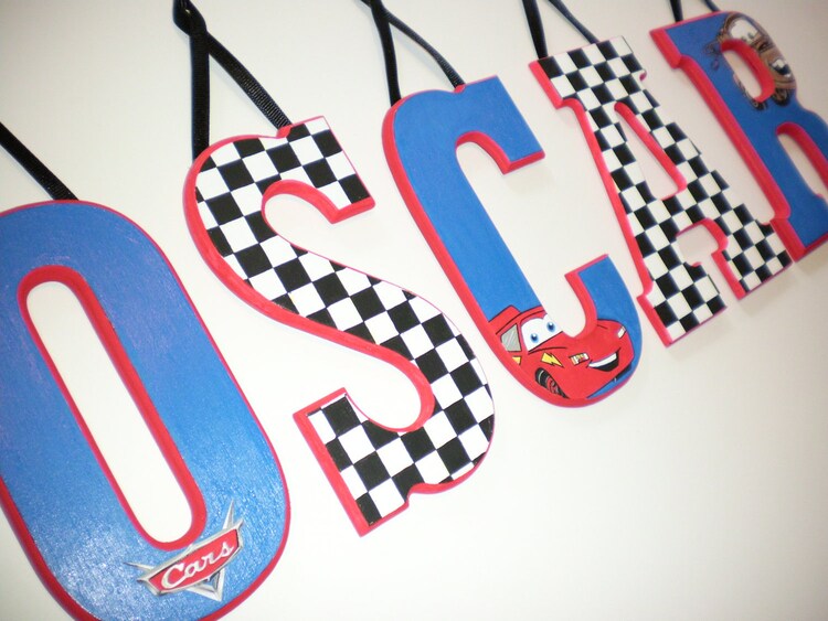 3 LETTERS Custom Painted Wooden Hanging Wall by AlbonsBoutique