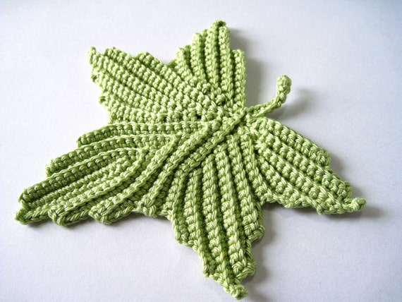 pattern leaf crochet lace Applique Irish Coaster/ by GoldenLucyCrafts Leaf Crocheted Maple