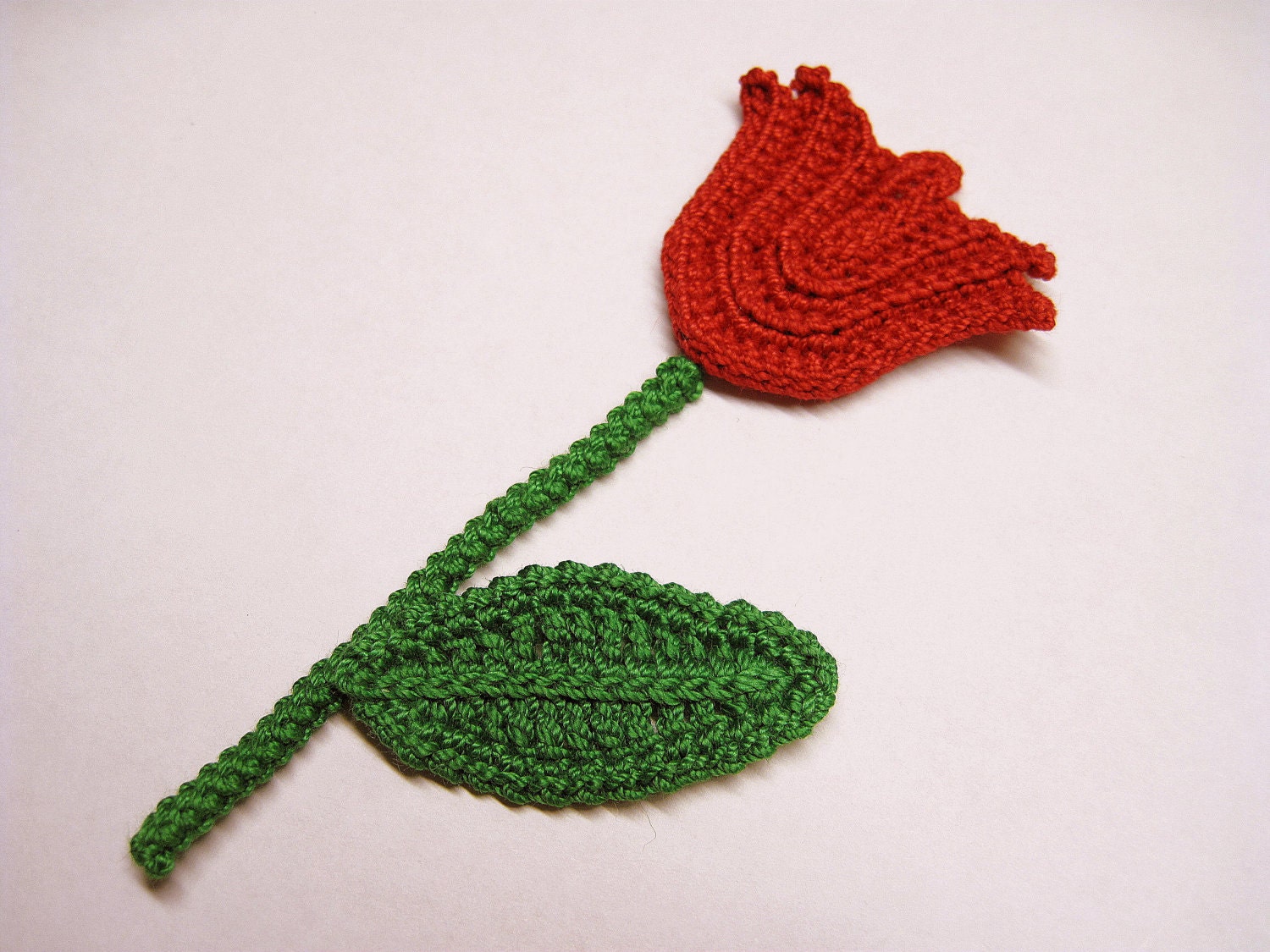 pattern flower crochet autumn Leaf and Crocheted Flower GoldenLucyCrafts Red Stem Tulip by