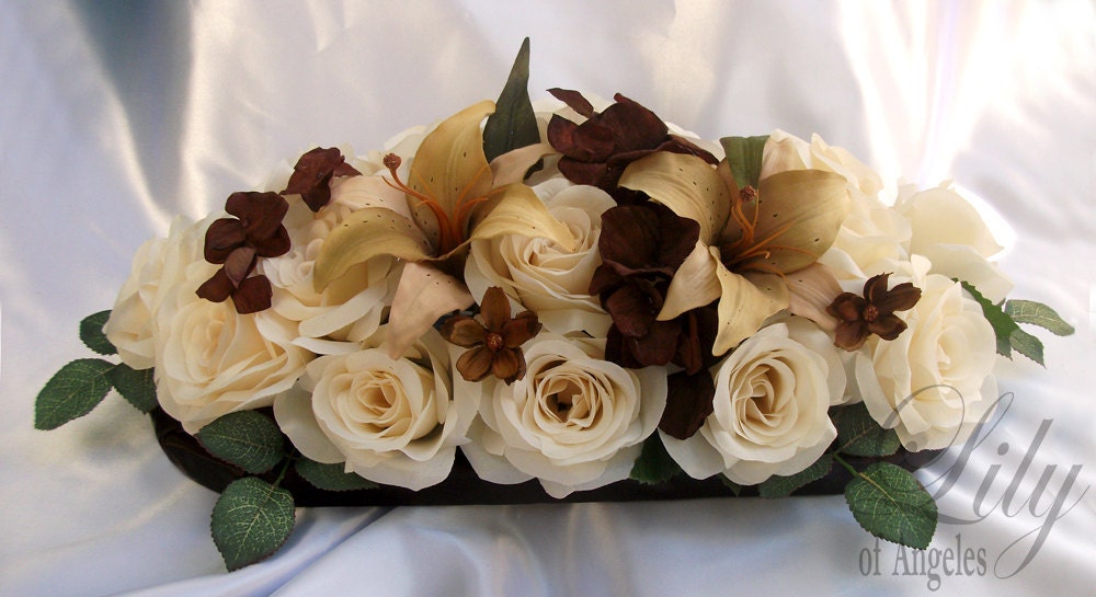 Brown And Ivory Wedding Centerpieces