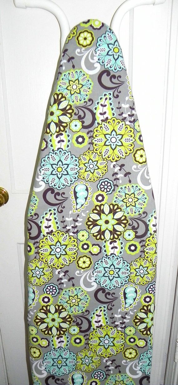 Ironing Board Cover Floral in Lime green and Turquoise