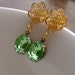 Peridot Vintage Green and Gold Flower Earrings, Estate style - Indian Summer